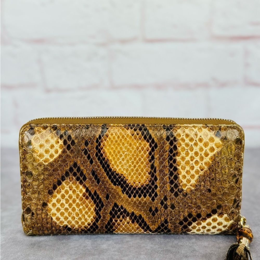 Gucci Python Embossed Tassel Zippy Wallet - image 2